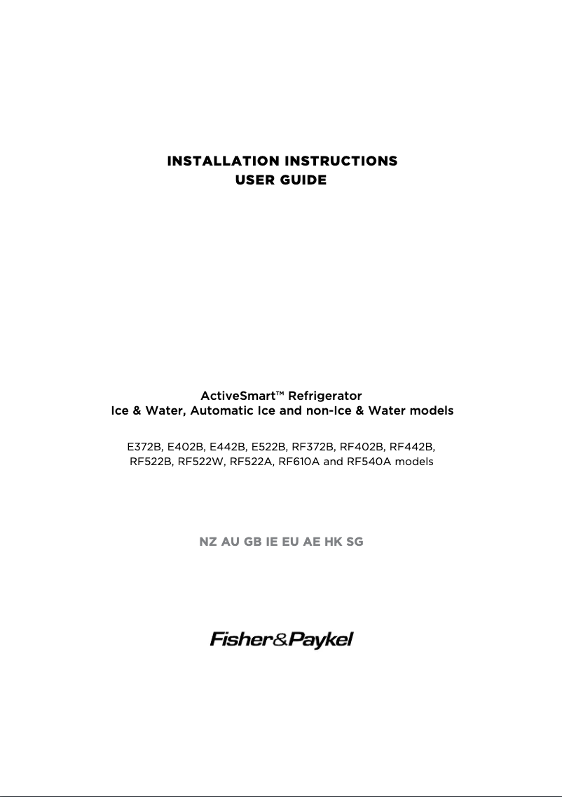 Page 1 de la notice Manuel utilisateur Fisher & Paykel RF442BRGX6