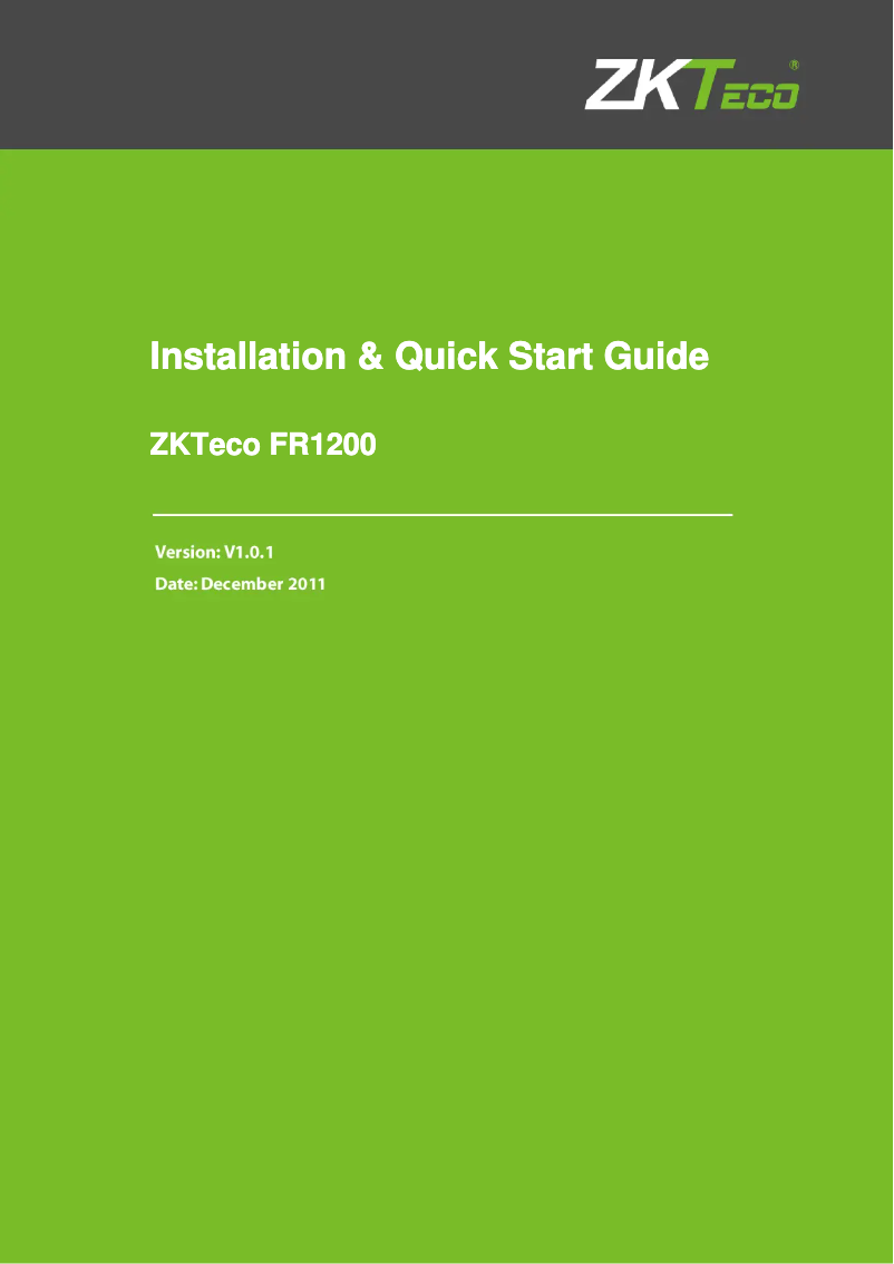 Page 1 de la notice Manuel utilisateur ZKTeco FR1200
