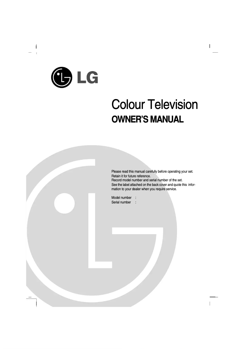 Page n°1 - Manuel utilisateur LG 29FS7RLG