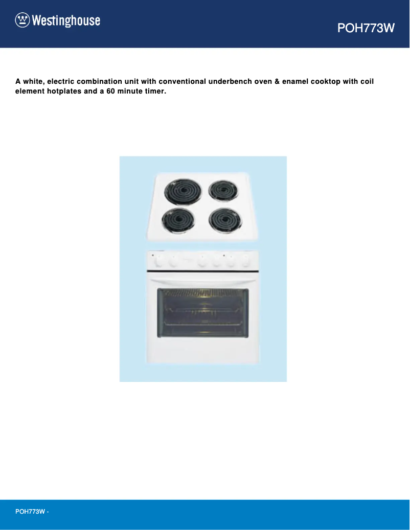 Page 1 de la notice Manuel utilisateur Westinghouse POH773W