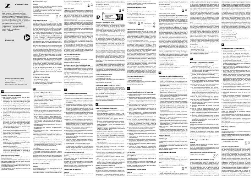 Page n°1 - Instructions de sécurité Sennheiser Ambeo VR MIC