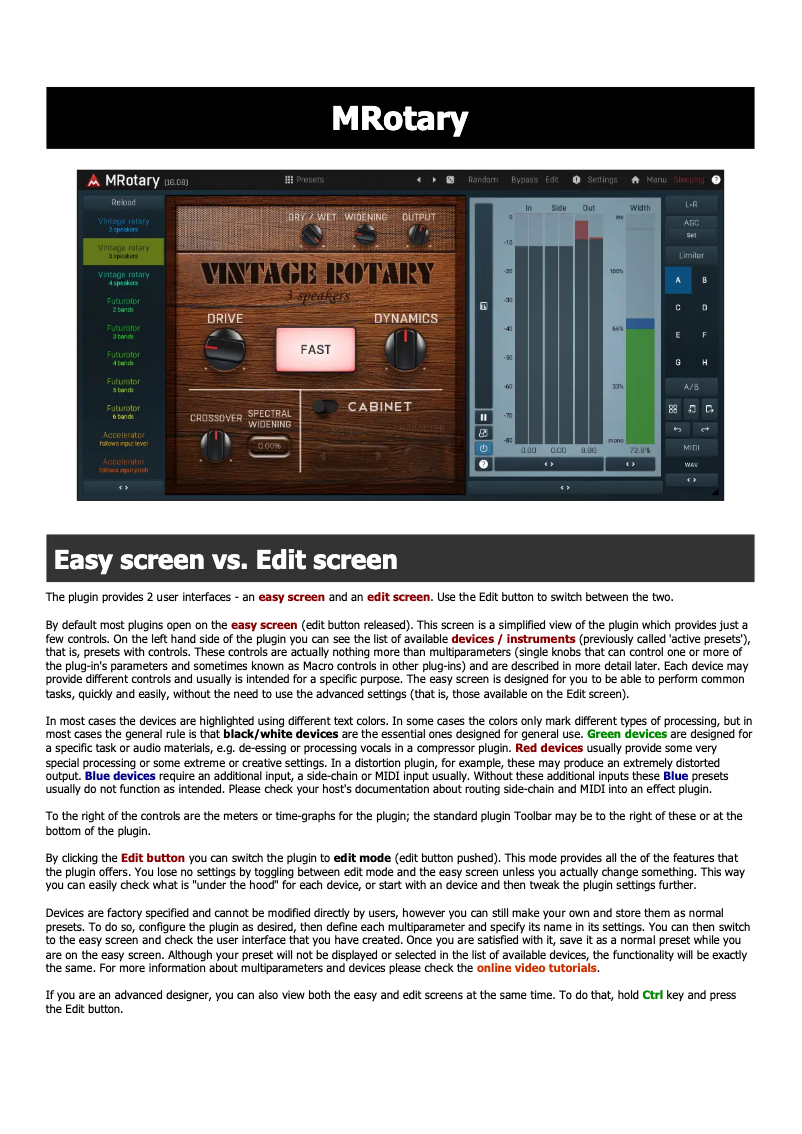 Page n°1 - Manuel utilisateur MeldaProduction MRotary