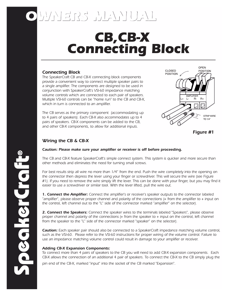 Page 1 de la notice Manuel utilisateur SpeakerCraft CB-X