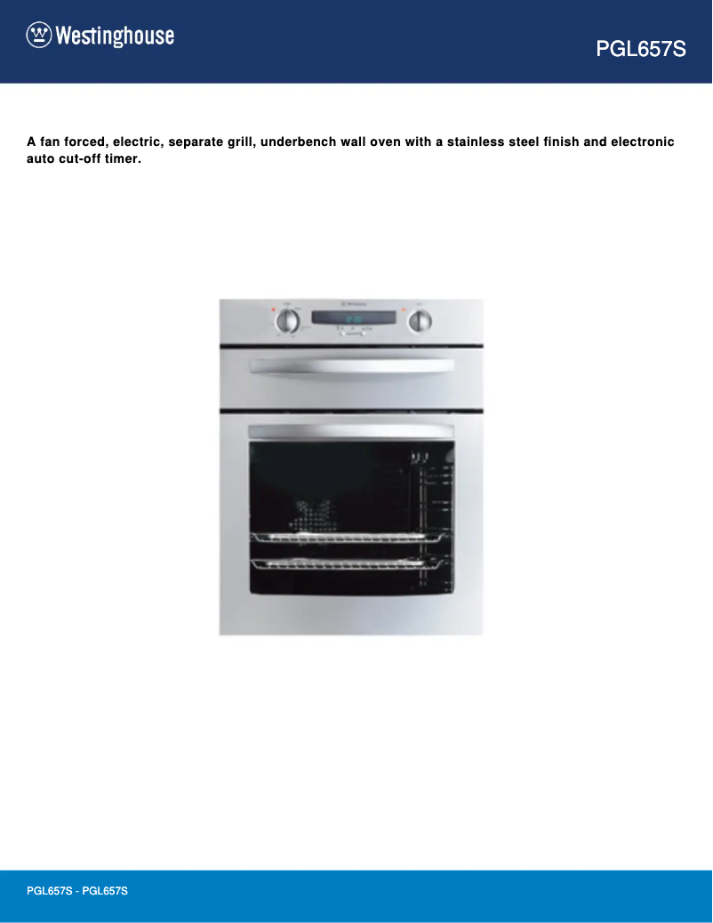 Página 1 del manual Ficha técnica Westinghouse PGL657S