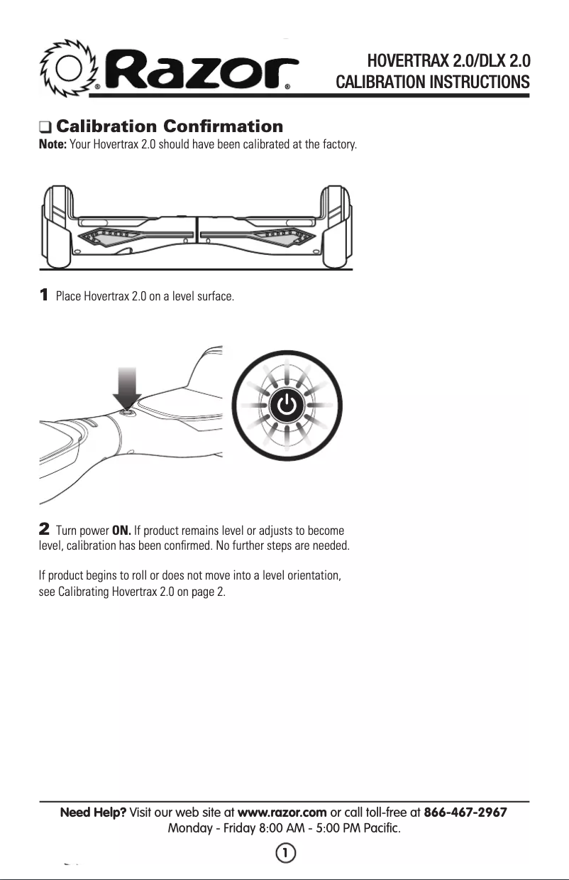 Page 1 de la notice Manuel utilisateur Razor Hovertrax 2.0
