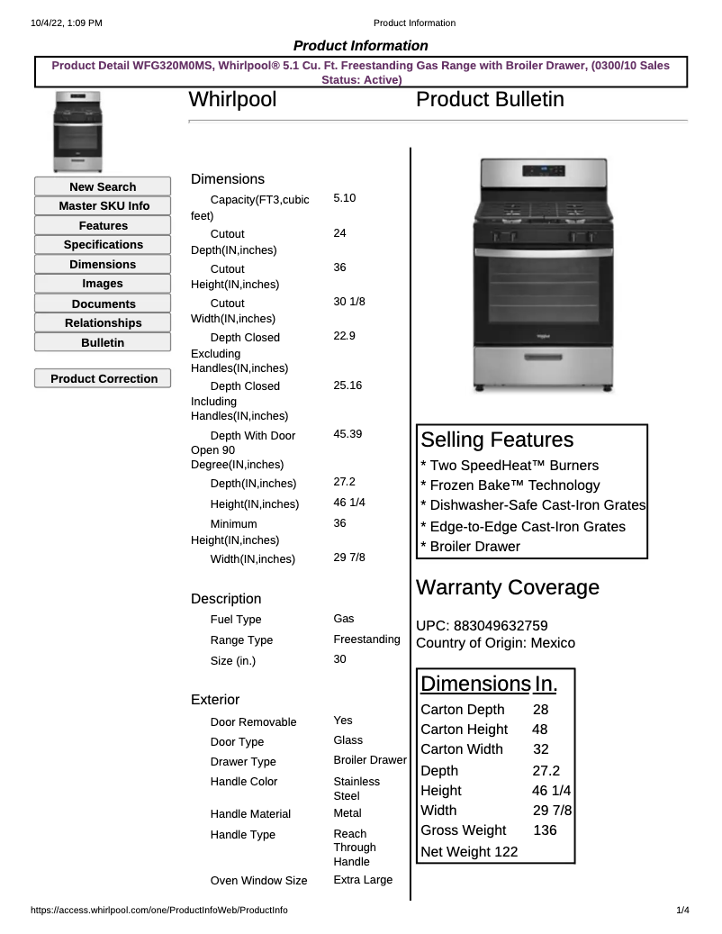 Imagen de la primera página del manual del dispositivo WFG320M0MW