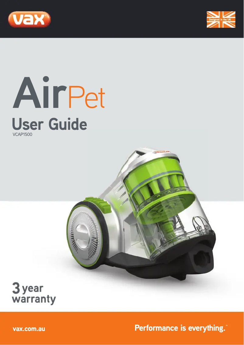 Page 1 de la notice Manuel utilisateur Vax Air Pet VCAP1500