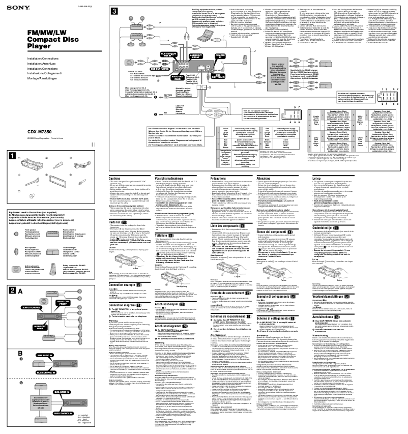 Imagen de la primera página del manual del dispositivo CDX-M7850