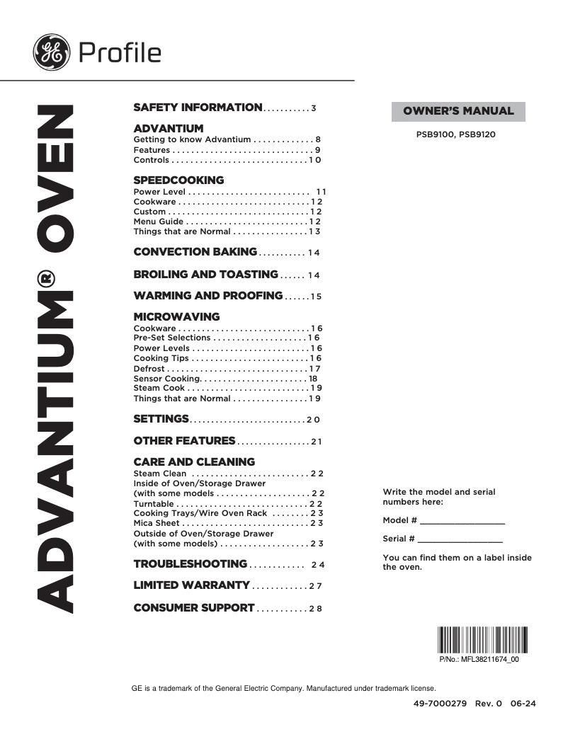 Image de la première page du manuel de l'appareil Profile PSB9100SVSS