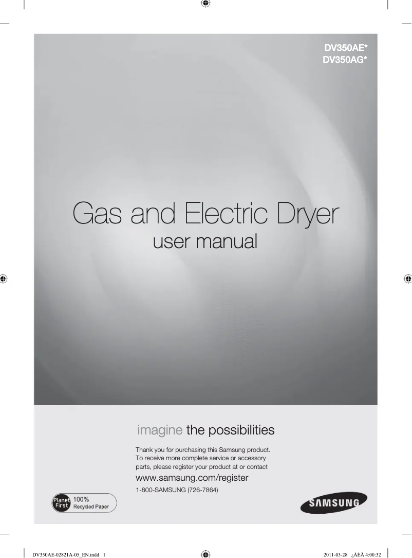 Page n°1 - Manuel utilisateur Samsung DV350AEP