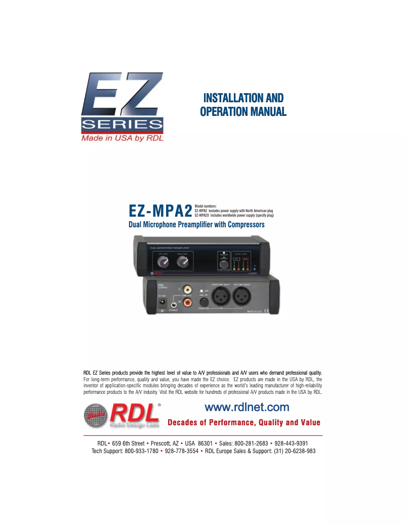 Page 1 de la notice Manuel utilisateur RDL EZ-MPA2