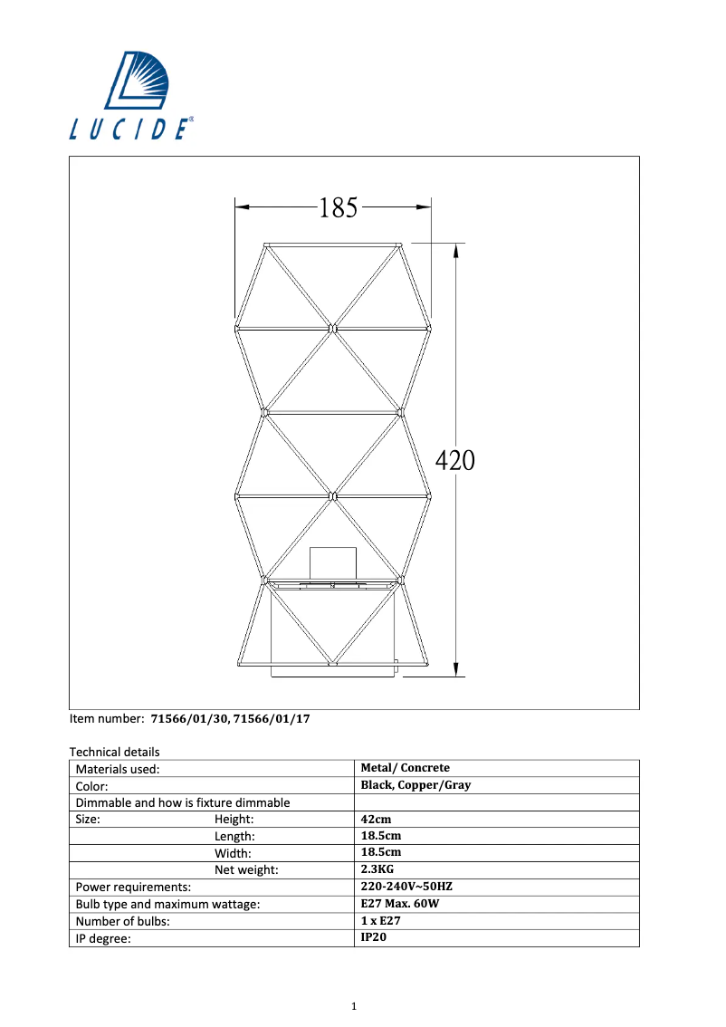 Página 1 del manual Manual de usuario Lucide Rumico 71566/01/17