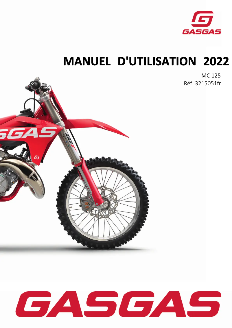 Page 1 de la notice Manuel utilisateur GasGas MC 125 (2022)