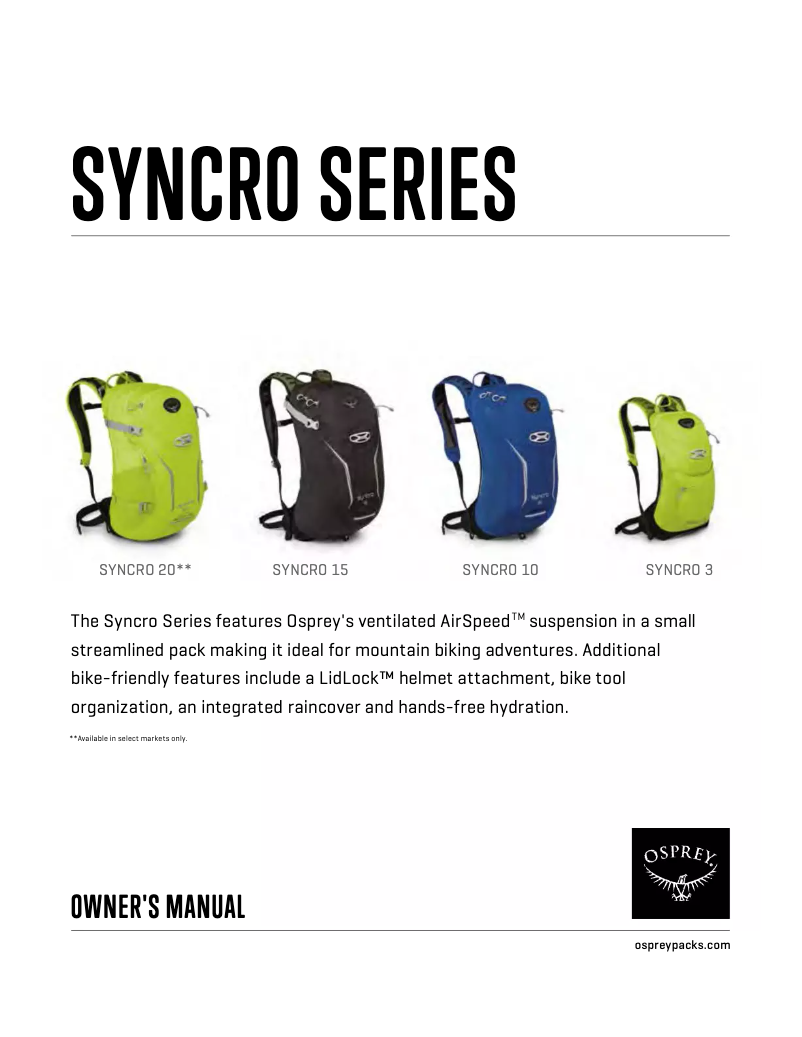 Page 1 de la notice Manuel utilisateur Osprey Syncros 3