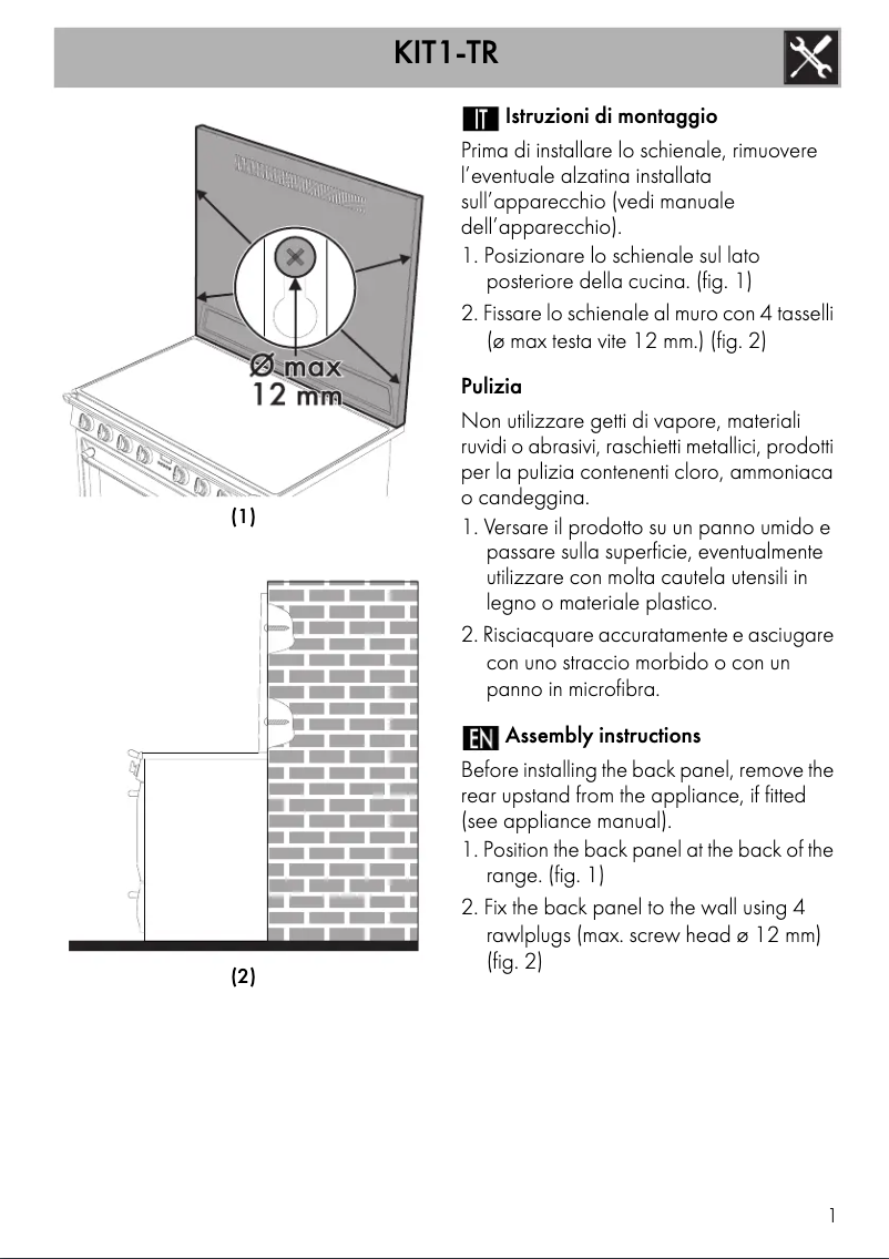 Page n°1 - Manuel utilisateur Smeg KIT1TR41N