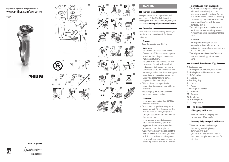 Page n°1 - Manuel utilisateur Philips Series 500 S560