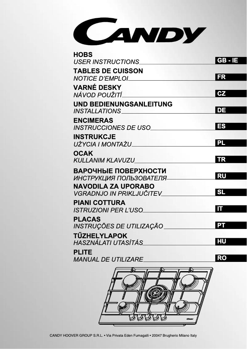 Page n°1 - Manuel utilisateur Candy CPG64SWGX