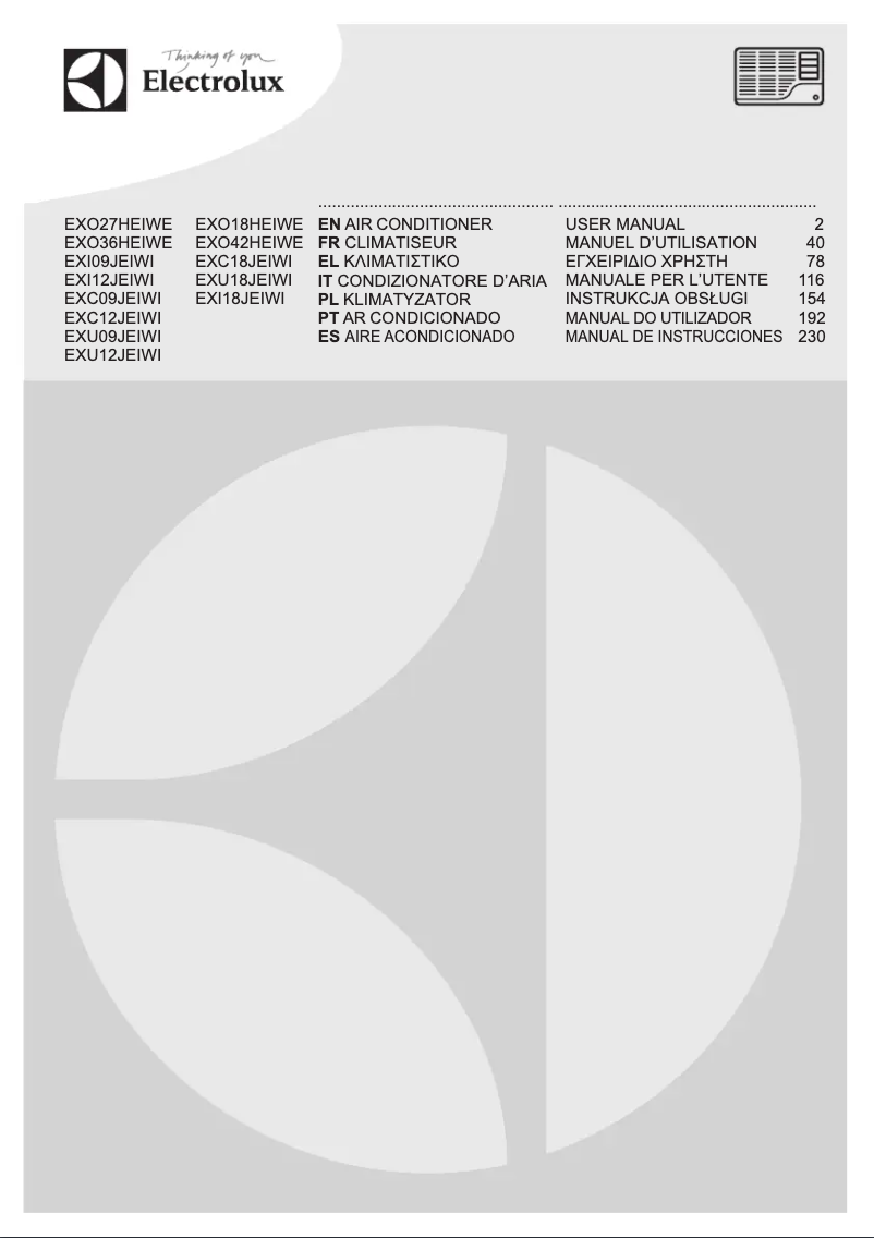 Page 1 de la notice Manuel utilisateur Electrolux EXU09JEIWI