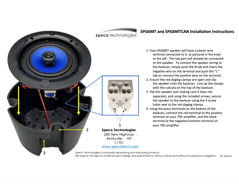 Page n°1 - Guide de démarrage rapide Speco Technologies SPG6MT