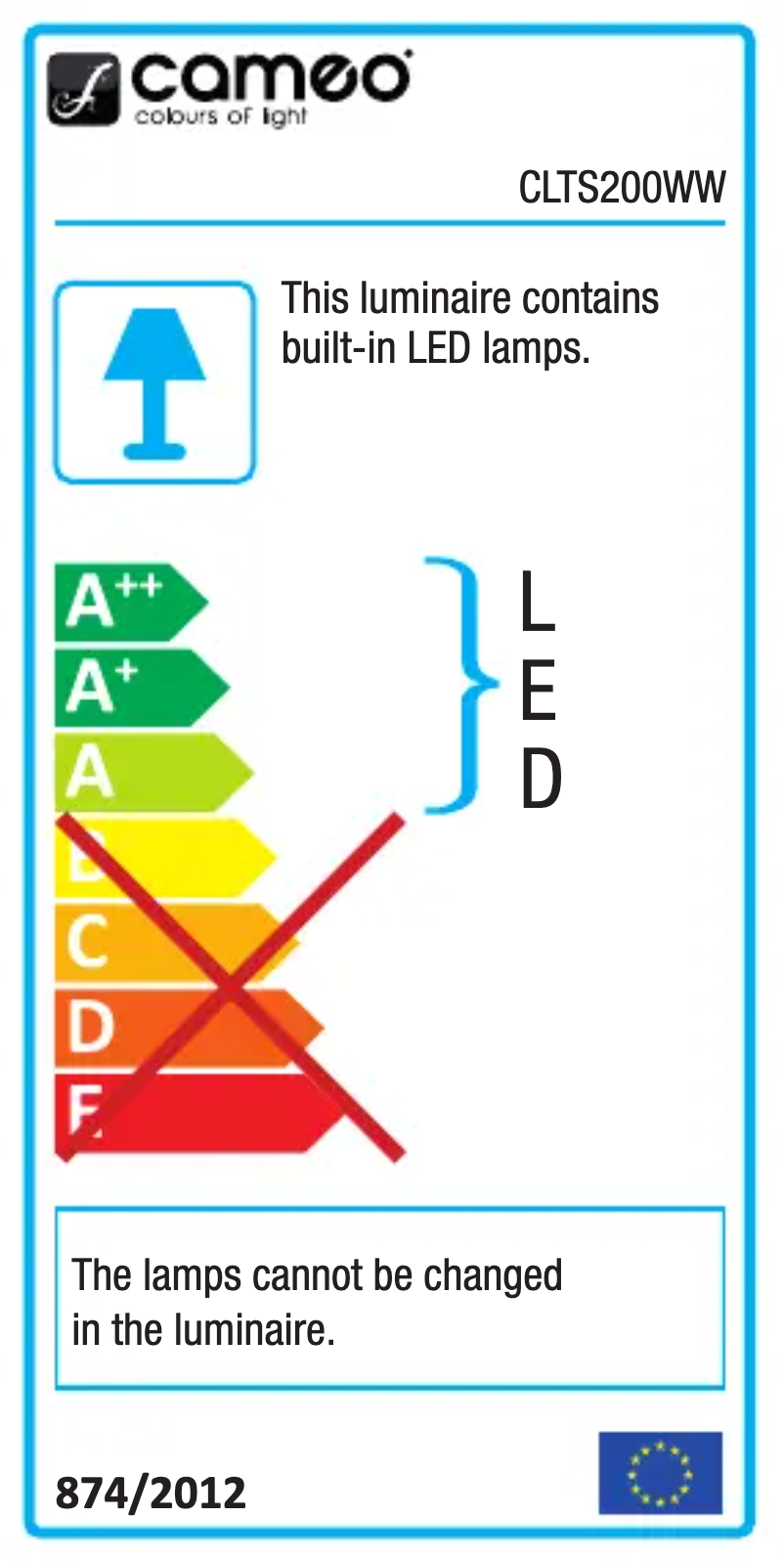 Page 1 de la notice Fiche technique Cameo TS 200 WW