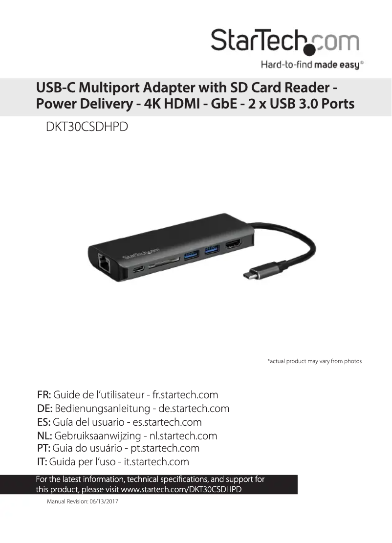 Page 1 de la notice Manuel utilisateur StarTech.com DKT30CSDHPD