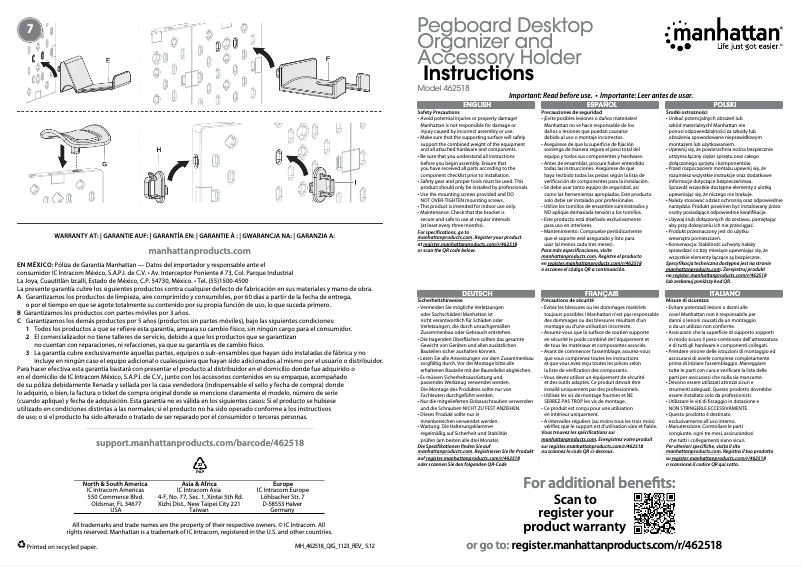 Page 1 de la notice Manuel utilisateur Manhattan 462518