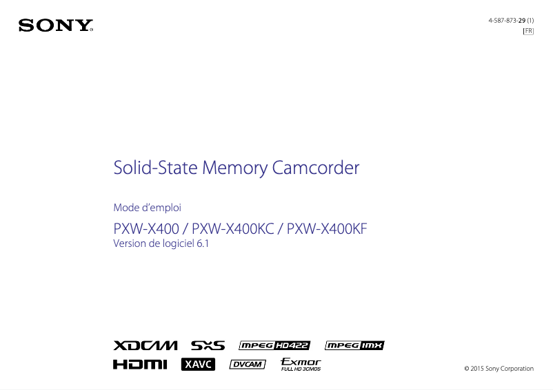 Page n°1 - Manuel utilisateur Sony PXW-X400