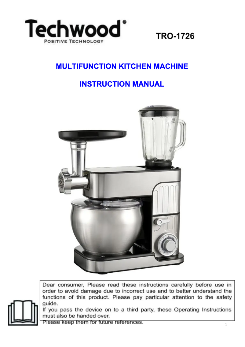 Page 1 de la notice Manuel utilisateur Techwood TRO-1726