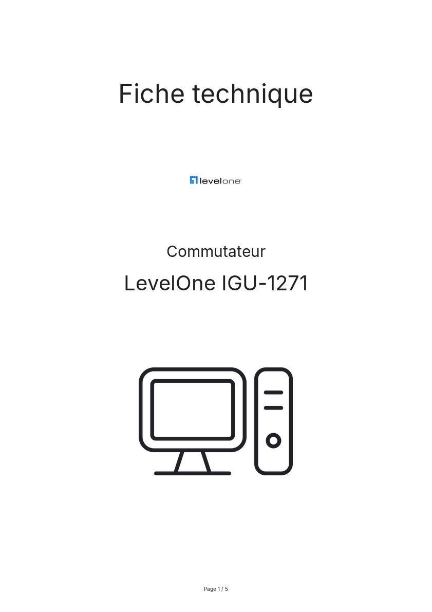 Page n°1 - Fiche technique LevelOne IGU-1271