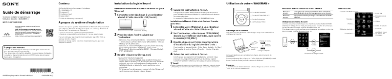 Page 1 de la notice Manuel utilisateur Sony Walkman NWZ-E585