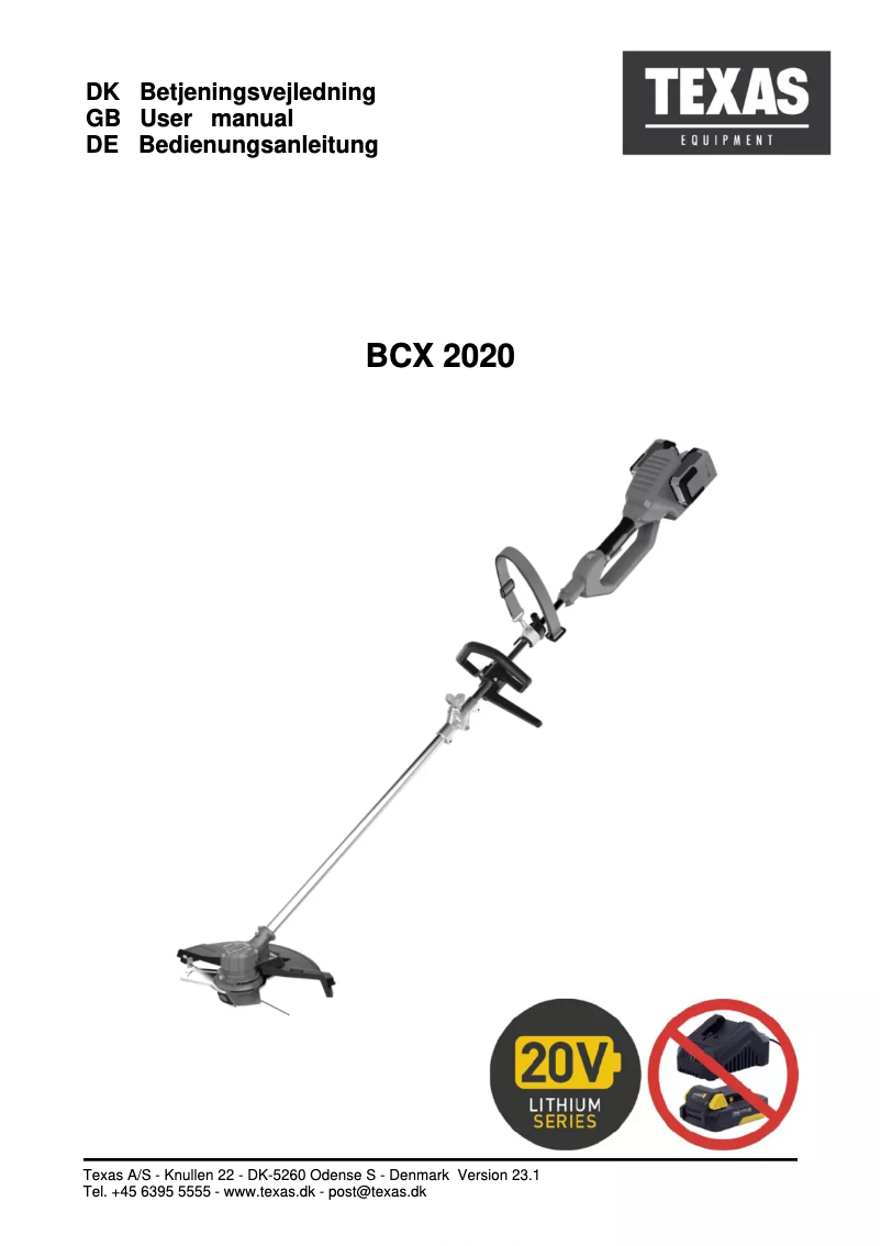 Image de la première page du manuel de l'appareil BCX2020