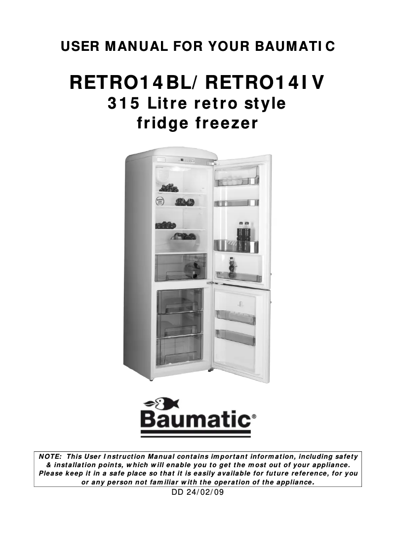 Page n°1 - Manuel utilisateur Baumatic RETRO14BL