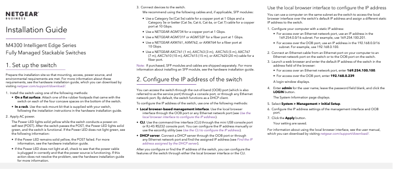 Page n°1 - Guide d'installation Netgear M4300-24X