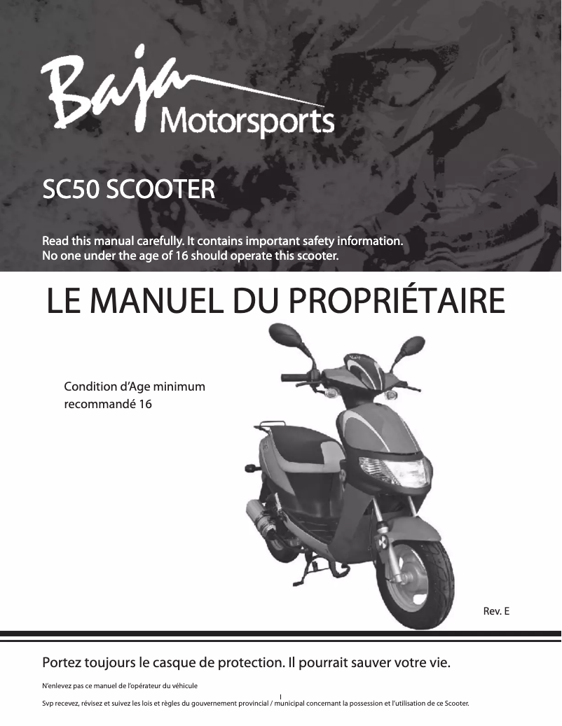 Page n°1 - Manuel utilisateur Baja SC50