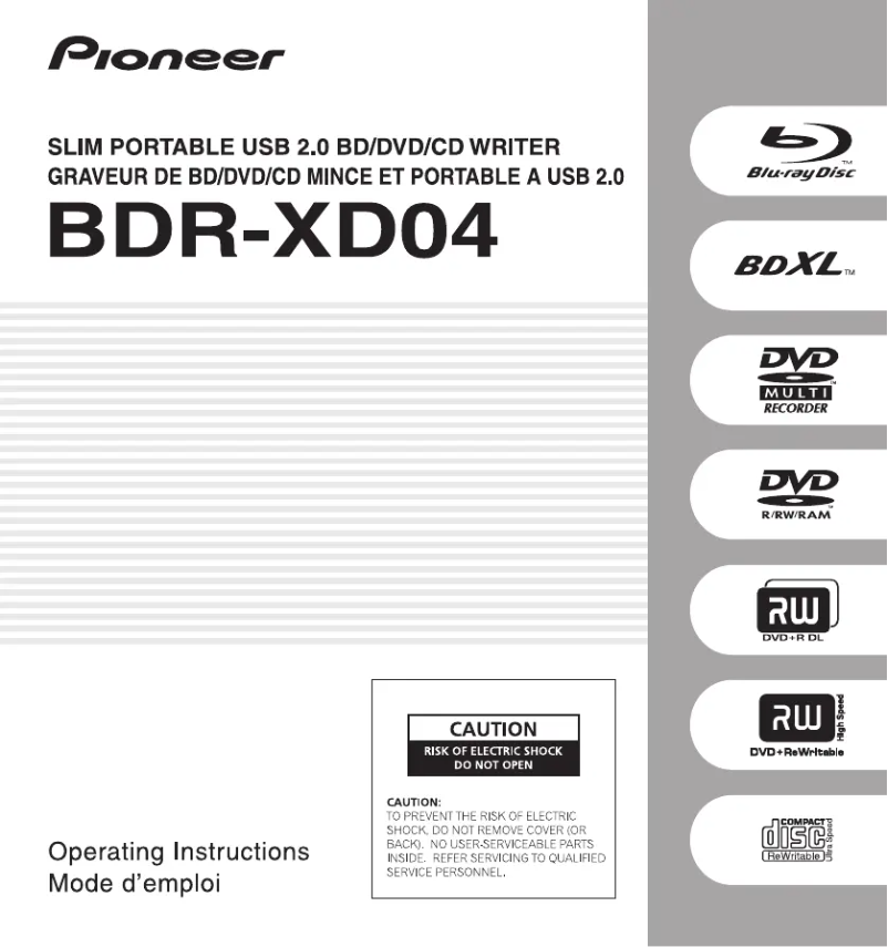 Page n°1 - Manuel utilisateur Pioneer BDR-XD04