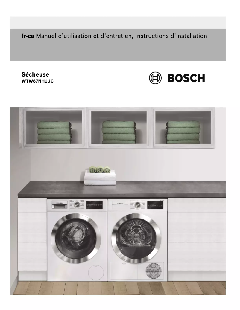 Page n°1 - Guide d'installation Bosch WTW87NH1UC
