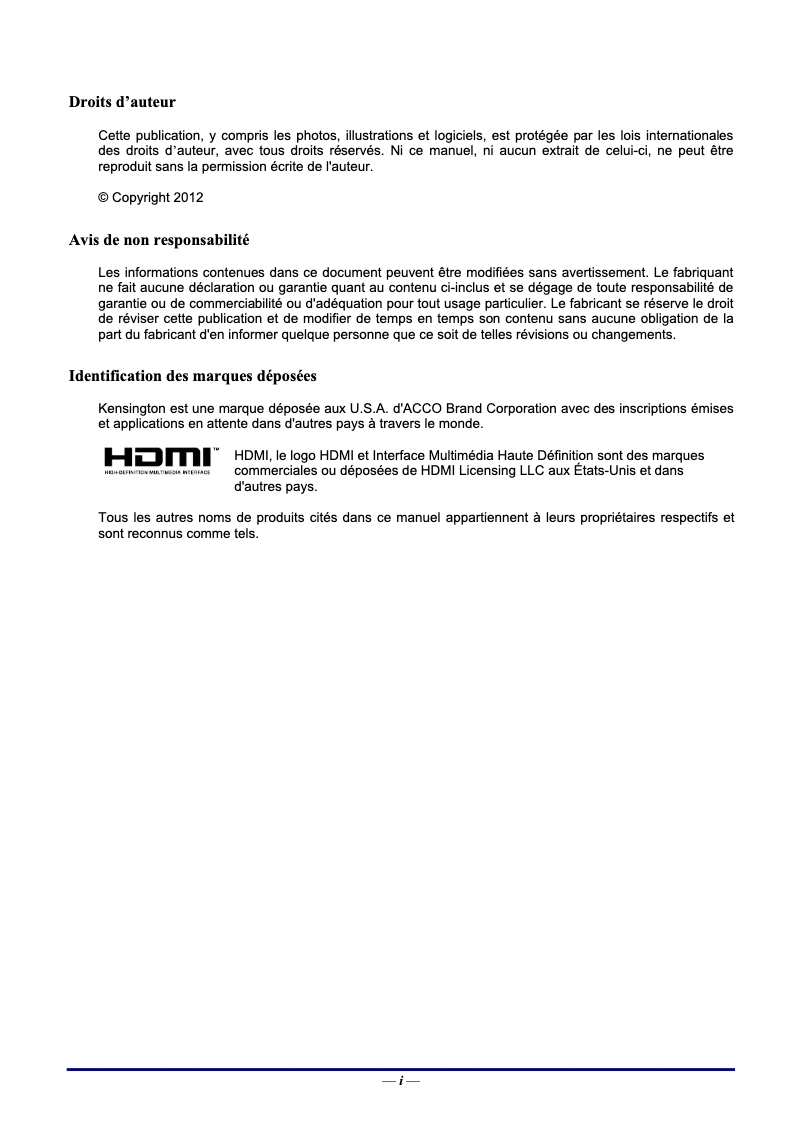 Page n°1 - Manuel utilisateur Vivitek D555