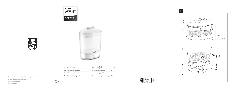 Image de la première page du manuel de l'appareil Avent SCF922