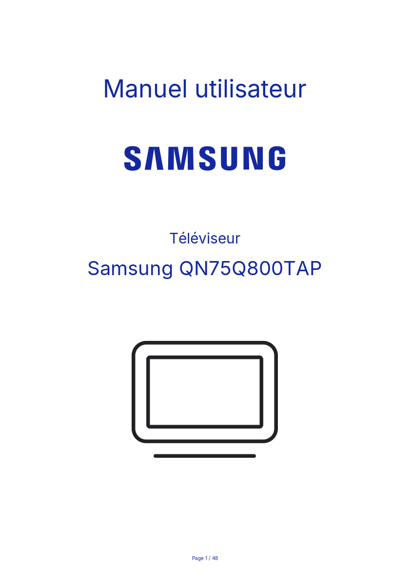 Image de la première page du manuel de l'appareil QN75Q800TAP
