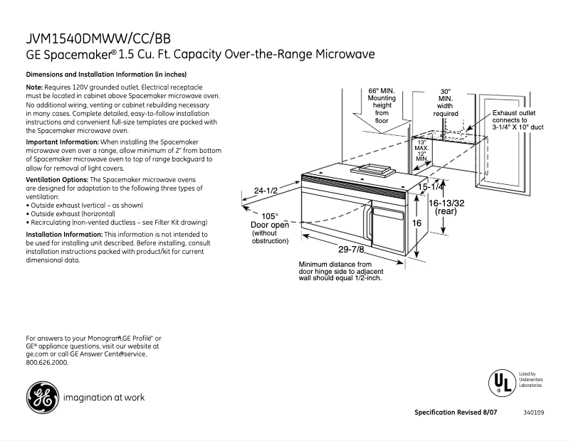Image de la première page du manuel de l'appareil Spacemaker JVM1540DMBB