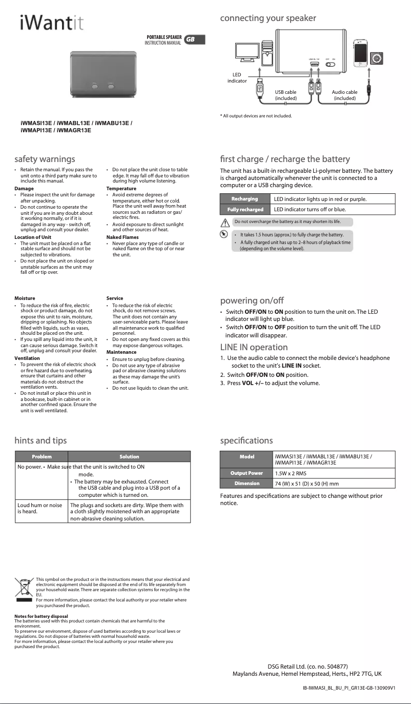 Page 1 de la notice Manuel utilisateur iWantit IWMASI13E