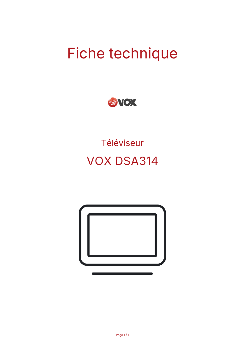 Page n°1 - Fiche technique VOX DSA314