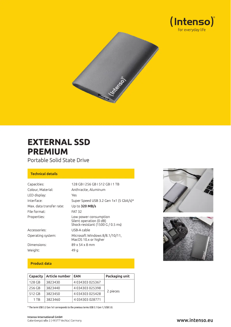 Image de la première page du manuel de l'appareil External SSD Premium