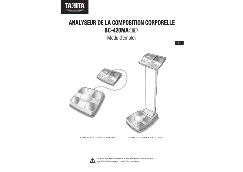 Page 1 de la notice Manuel utilisateur Tanita BC-420MA