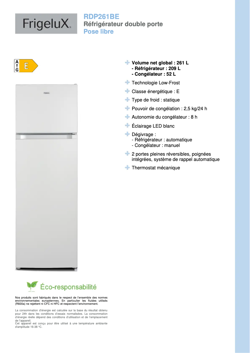 Image de la première page du manuel de l'appareil RDP261BE