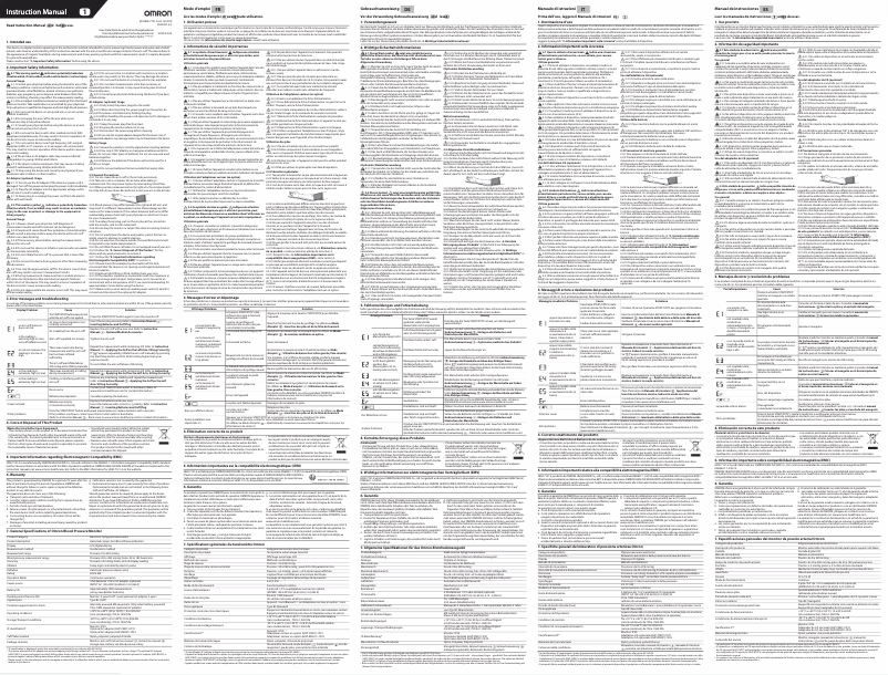 Page 1 de la notice Manuel utilisateur Omron M2