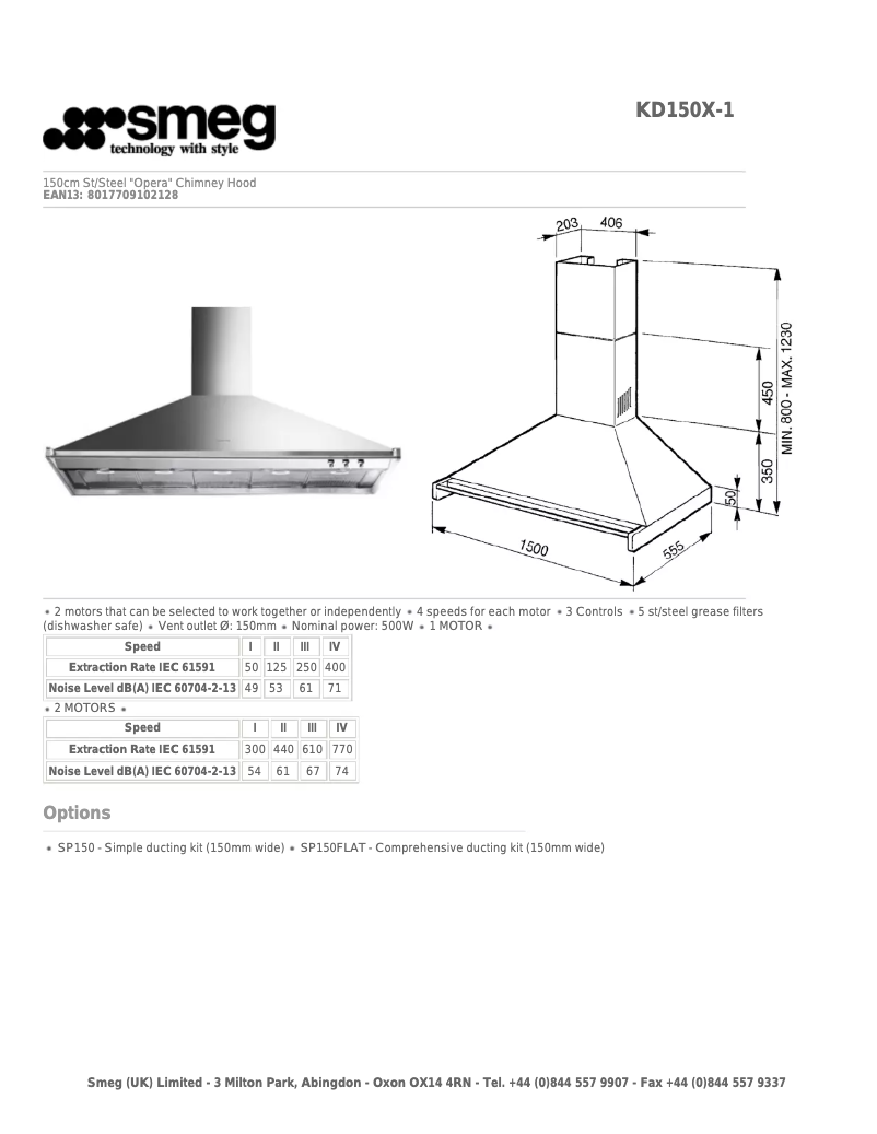 Page 1 de la notice Manuel utilisateur Smeg KD150X-1