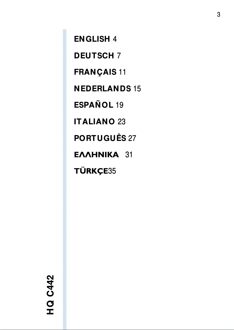 Page 1 de la notice Manuel utilisateur Philips HQC442