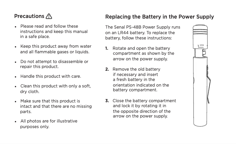 Page 1 de la notice Manuel utilisateur Senal PS-48B