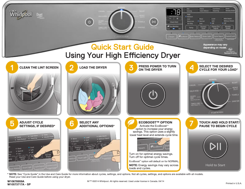 Page n°1 - Instructions / montage Whirlpool Duet WED87HEDC